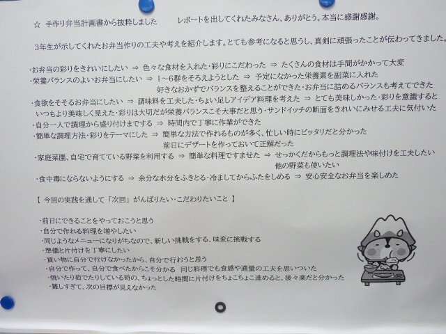 手作り弁当の生徒レポート集計